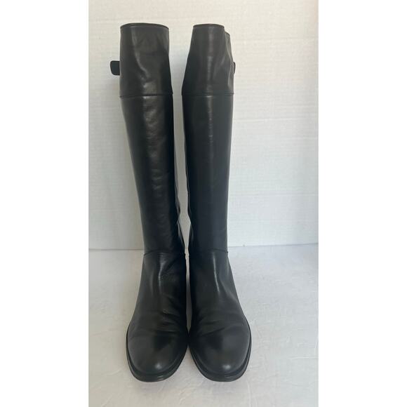 Coach Maely Soft Black Leather Knee High Riding  Gold Buckle Accent Boots Sz 8.5 - Picture 3 of 15